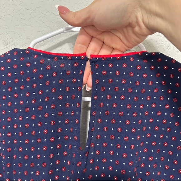 Draper James Full Length Jumpsuit Size Small Waist Tie Short Sleeve Navy Floral - Picture 13 of 15